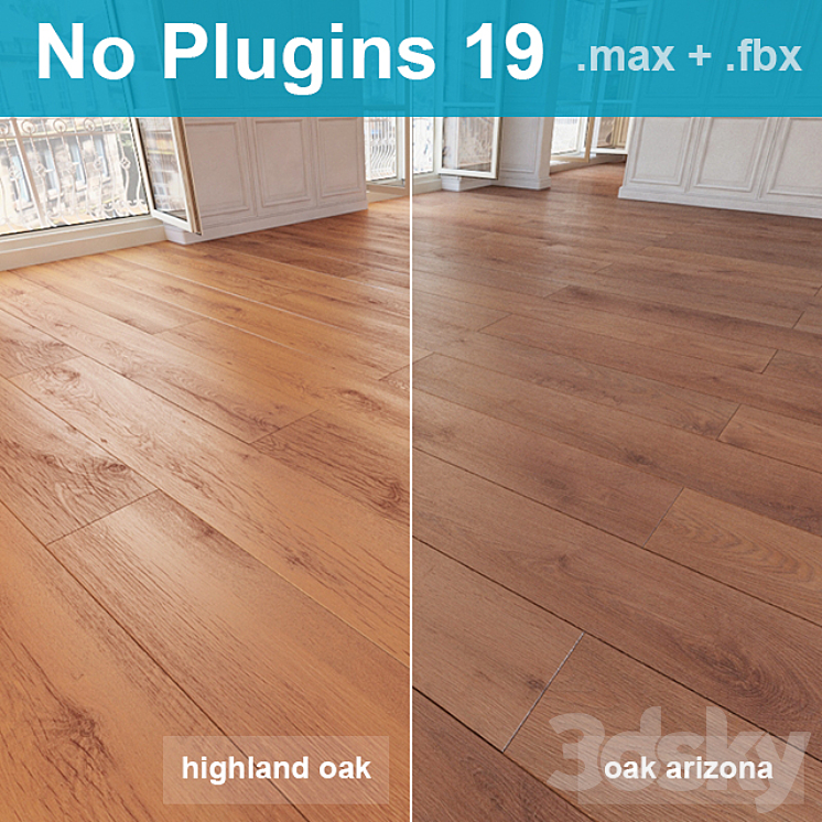 Wooden floor 19 (2 species without the use of plug-ins) 3DS Max - thumbnail 1