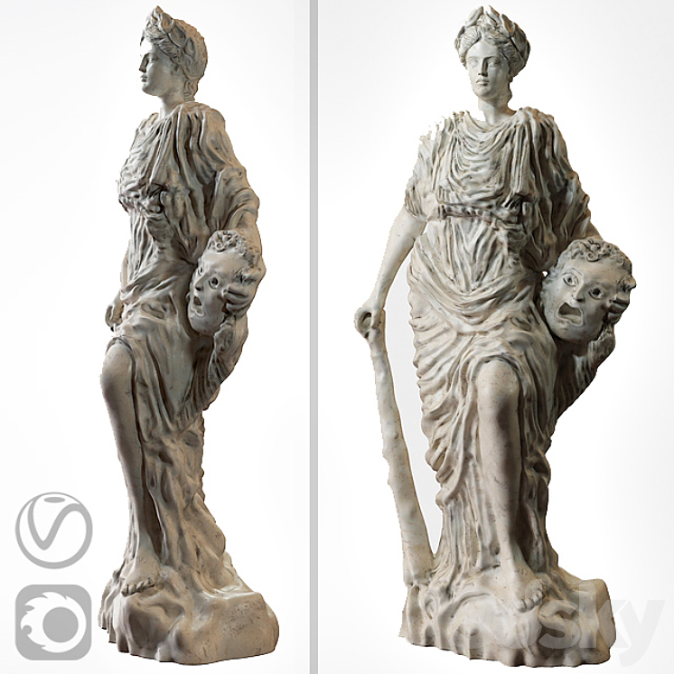 Classic Antique sculpture (Melpomene) vray + corona 3DS Max - thumbnail 1
