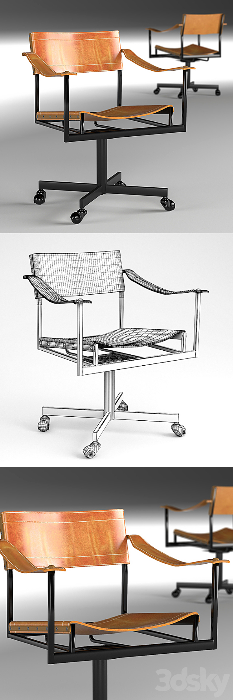 Mid-Century Office Chair 3DS Max - thumbnail 2