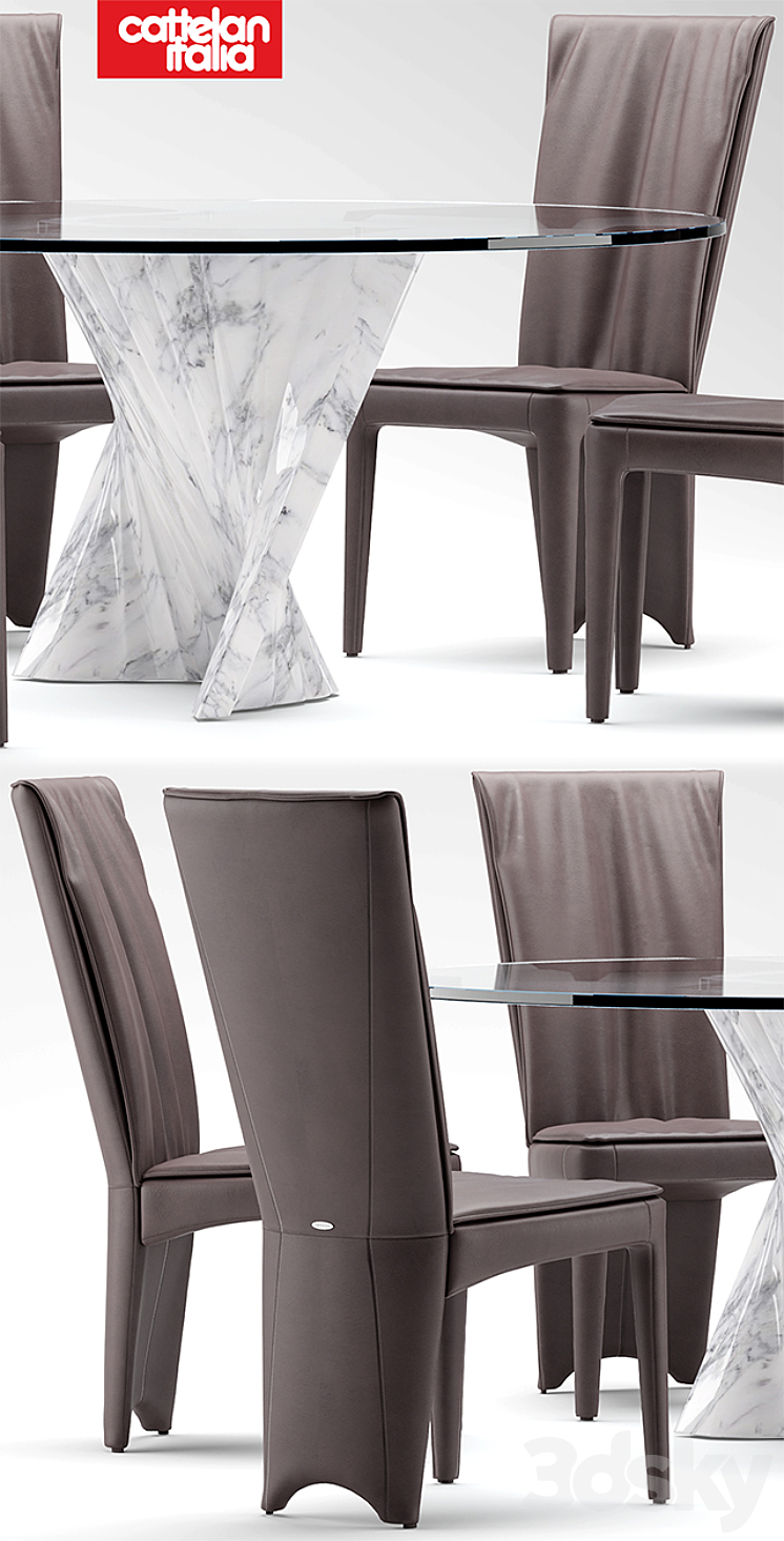 Table and chairs cattelan italia AURELIA 3D Model
