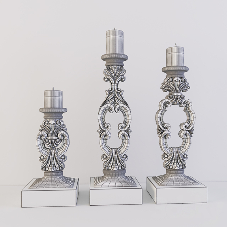 Candlesticks and candles (podsvechniki so svechami) 3DS Max - thumbnail 2