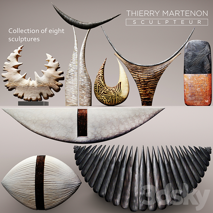 Sculpture Collection Thierry Martenon 8 pcs. figurine carving abstraction modern art art 3DS Max - thumbnail 1