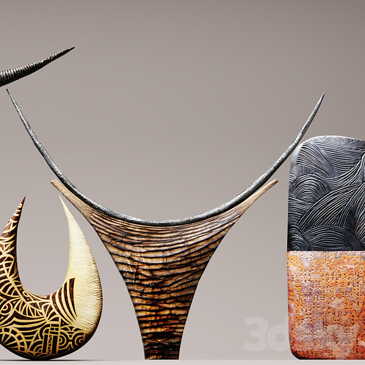 Sculpture Collection Thierry Martenon 8 pcs. figurine carving abstraction modern art art 3DS Max - thumbnail 2