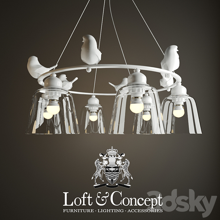 Hanging lamp provence bird chandelier 3DS Max