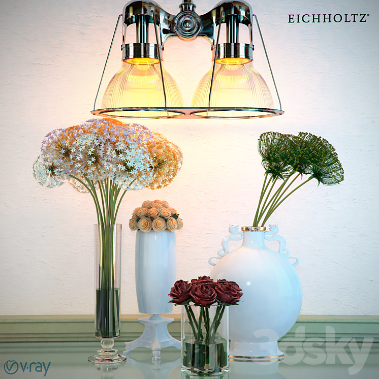 Eichholtz Porters Bay Lamp and Vases 3DS Max - thumbnail 1