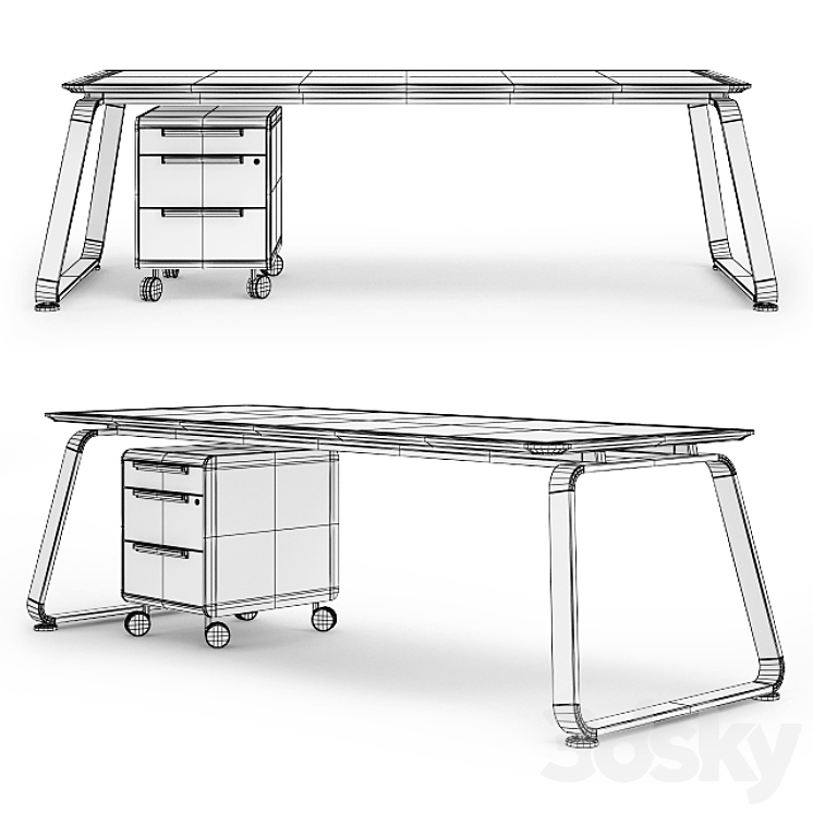 DESK LAS 70'S SCRIVANIE 3D Model