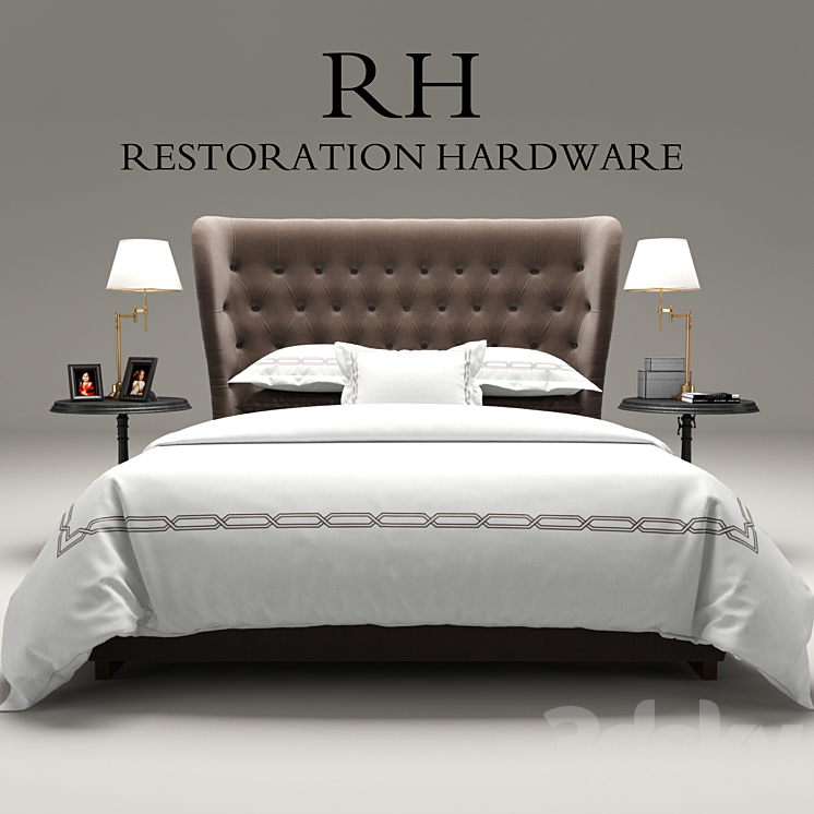 Restoration Hardware Churchill Fabric bed 3DS Max - thumbnail 1