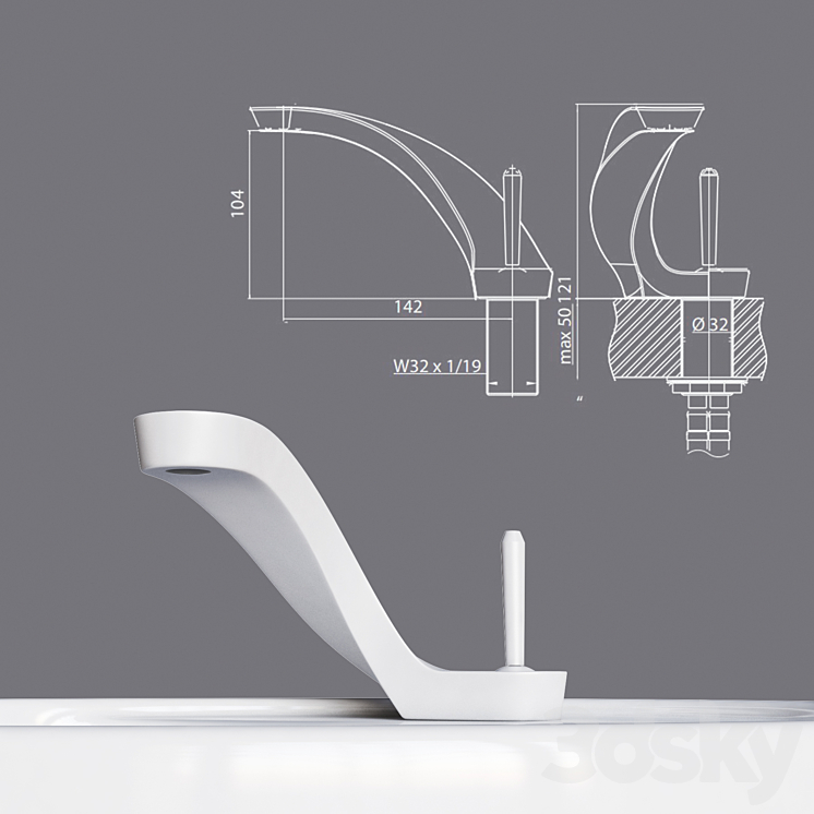 Ametis faucet and sink Inbani 3D Model