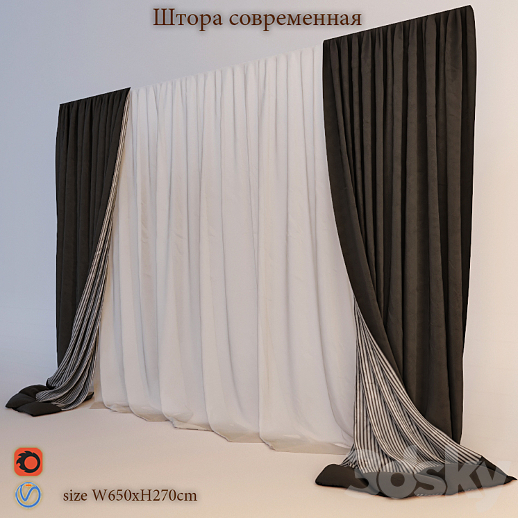 Curtains for the bedroom 3D Model