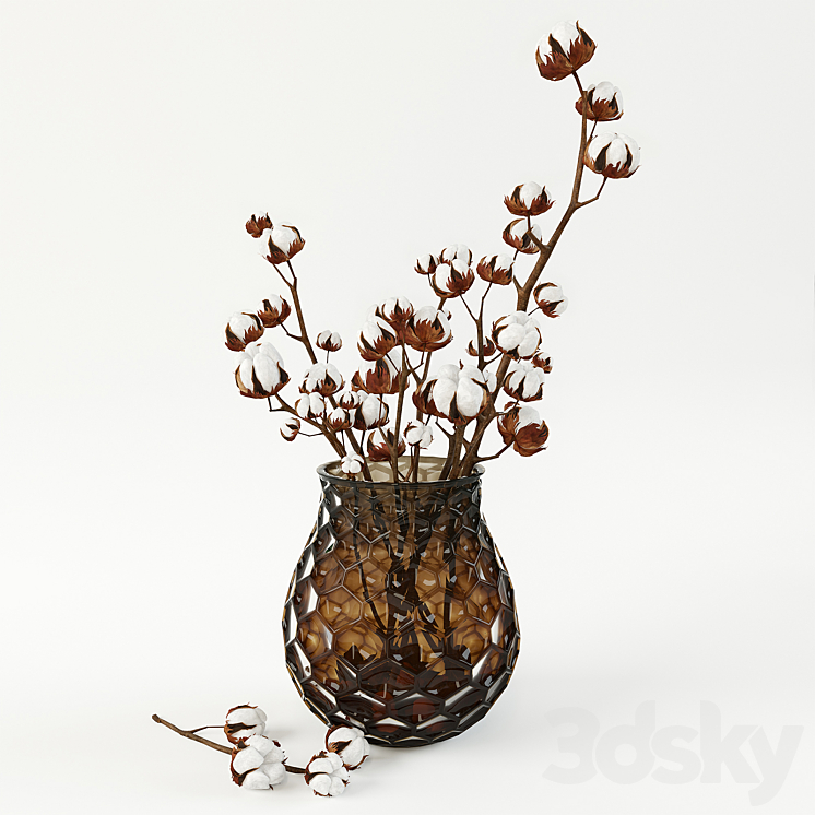 Cotton in a vase 3DS Max - thumbnail 2