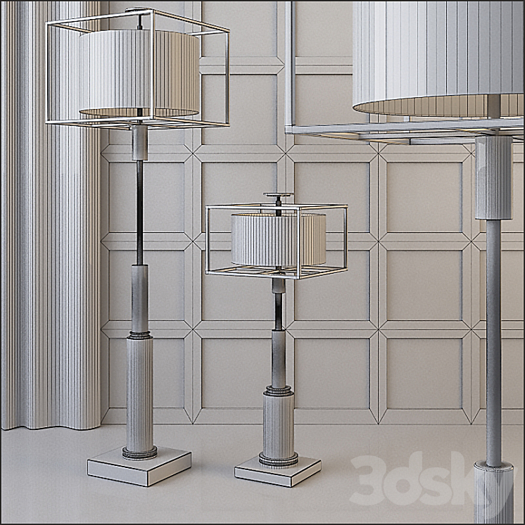 Global Views Double Shade Lamp and Floor Lamp 3D Model
