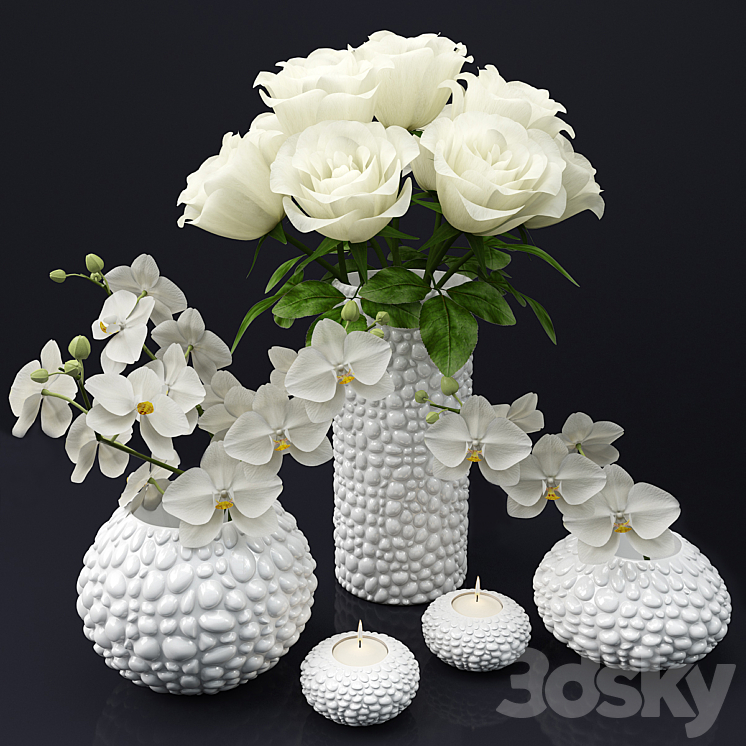 Vase with flowers 3DS Max - thumbnail 1