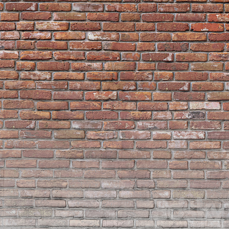 Old red brick wall 3D Model