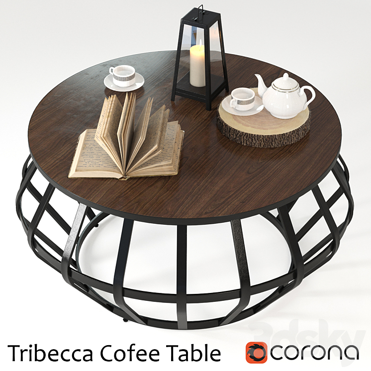 Tribecca Metall Frame Round Cofee Table 3D Model