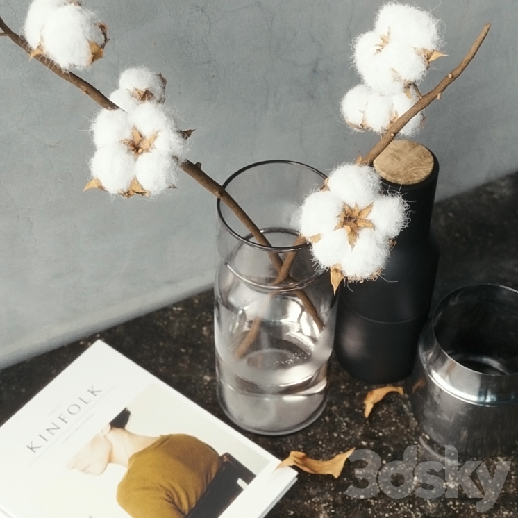 Cotton Branch Set 3D Model