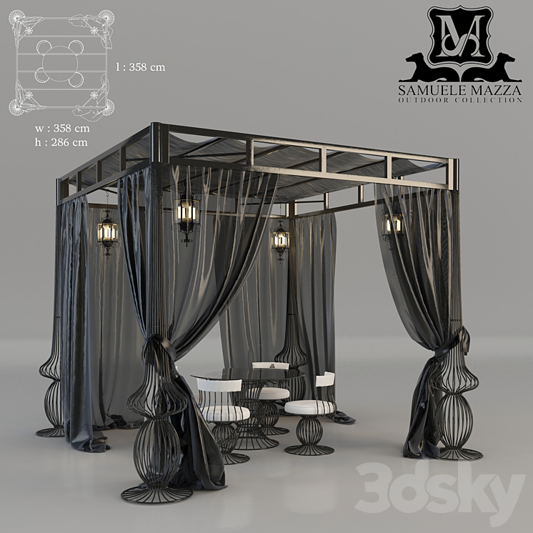SOLE | Gazebo with sliding cover 3DS Max - thumbnail 1