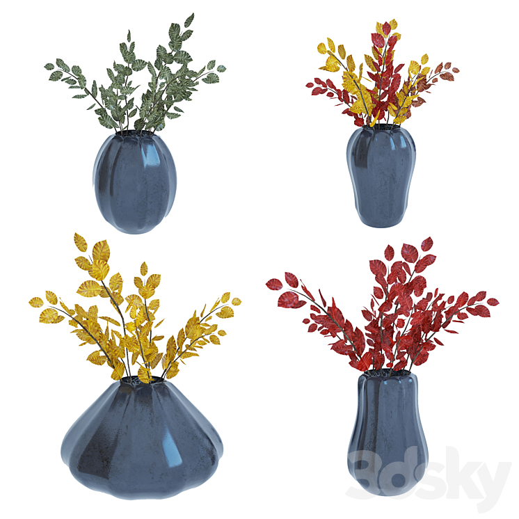 Vase with leaves 3DS Max - thumbnail 2