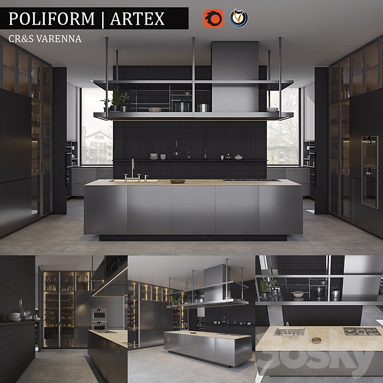 Kitchen Poliform Varenna Artex 3DS Max - thumbnail 1