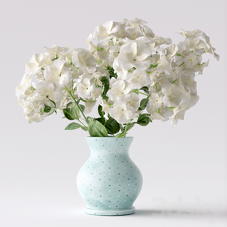 Decorative set flowers 3D Model