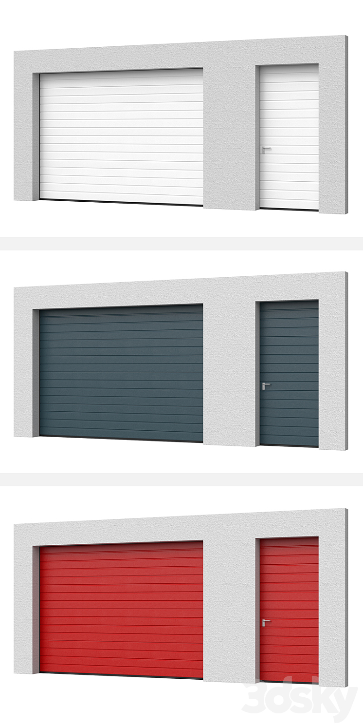 Hormann Sectional doors open \/ closed with side door 3D Model