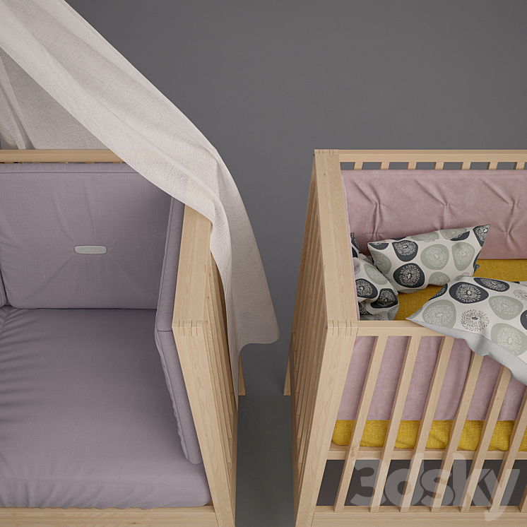 Baby cot Linea by Leander 3D Model