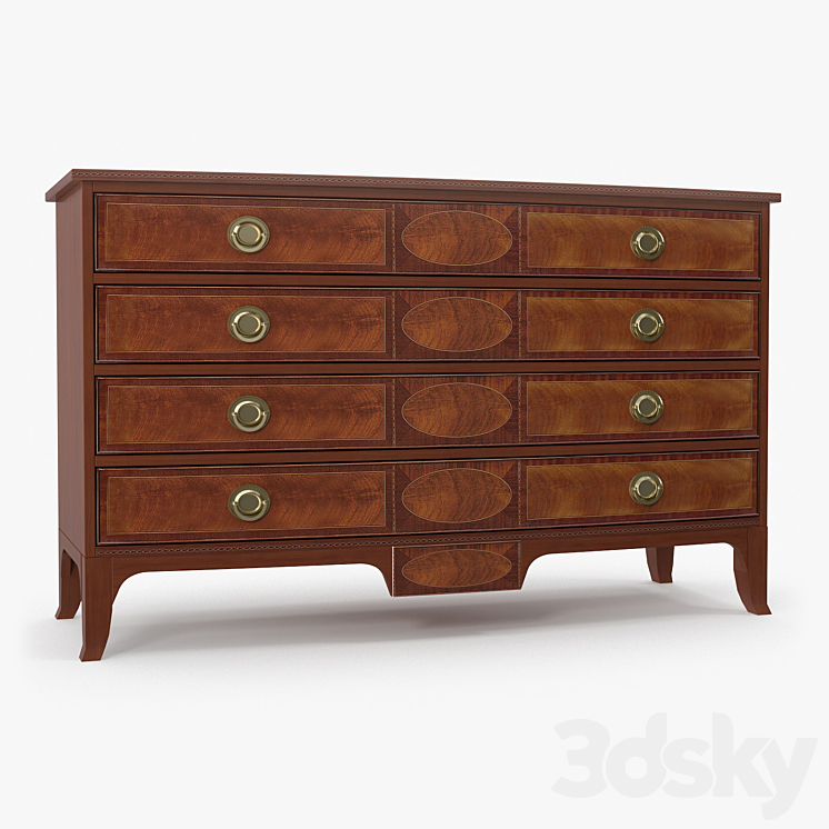 Baker Bow front chest Sideboard & Chest of drawer 3D model