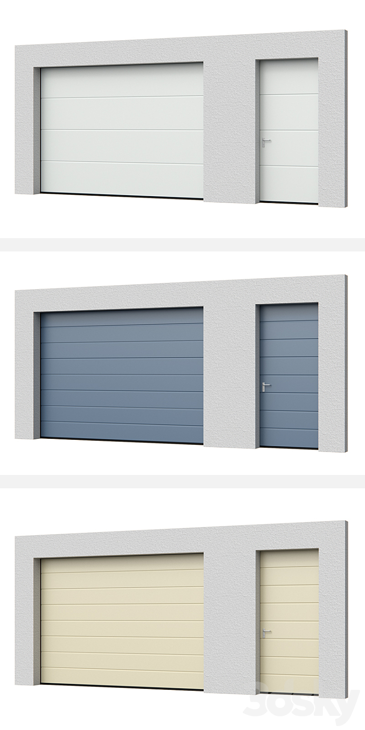 Sectional doors Hormann LPU open \/ closed with side door 3DS Max - thumbnail 2