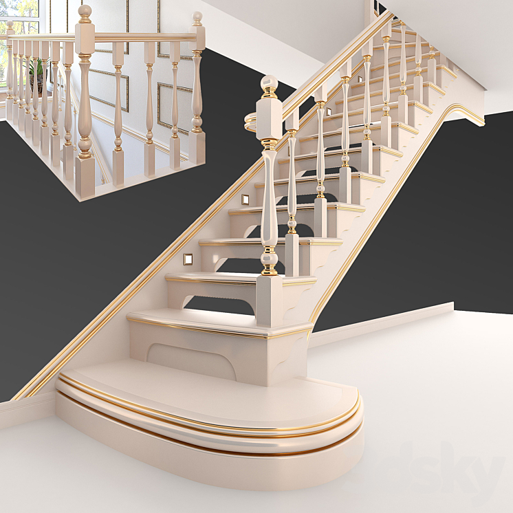 Stairs classical 3DS Max - thumbnail 1