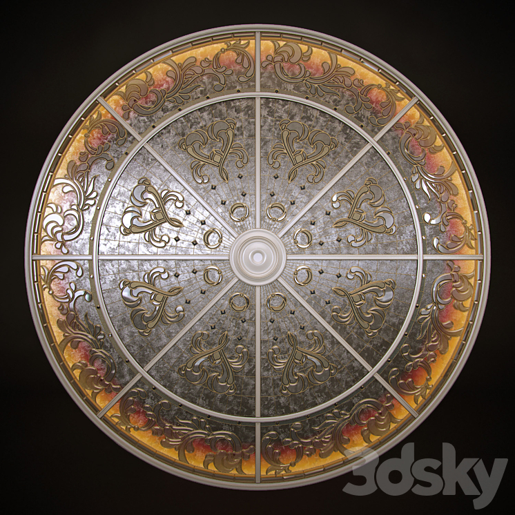 Round Stained Glass Ceiling 3DS Max Model - thumbnail 1