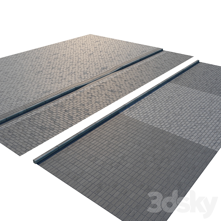 Paving slabs and curb (curb) v2 3D Model