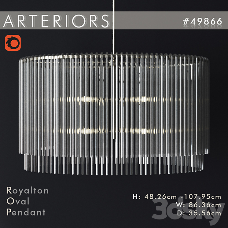 Arteriors Royalton Oval Pendant 3DS Max - thumbnail 1