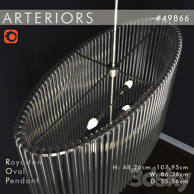 Arteriors Royalton Oval Pendant 3DS Max - thumbnail 2