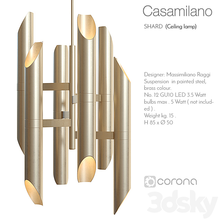 Casamilano shard ceiling lamp 3DS Max - thumbnail 1