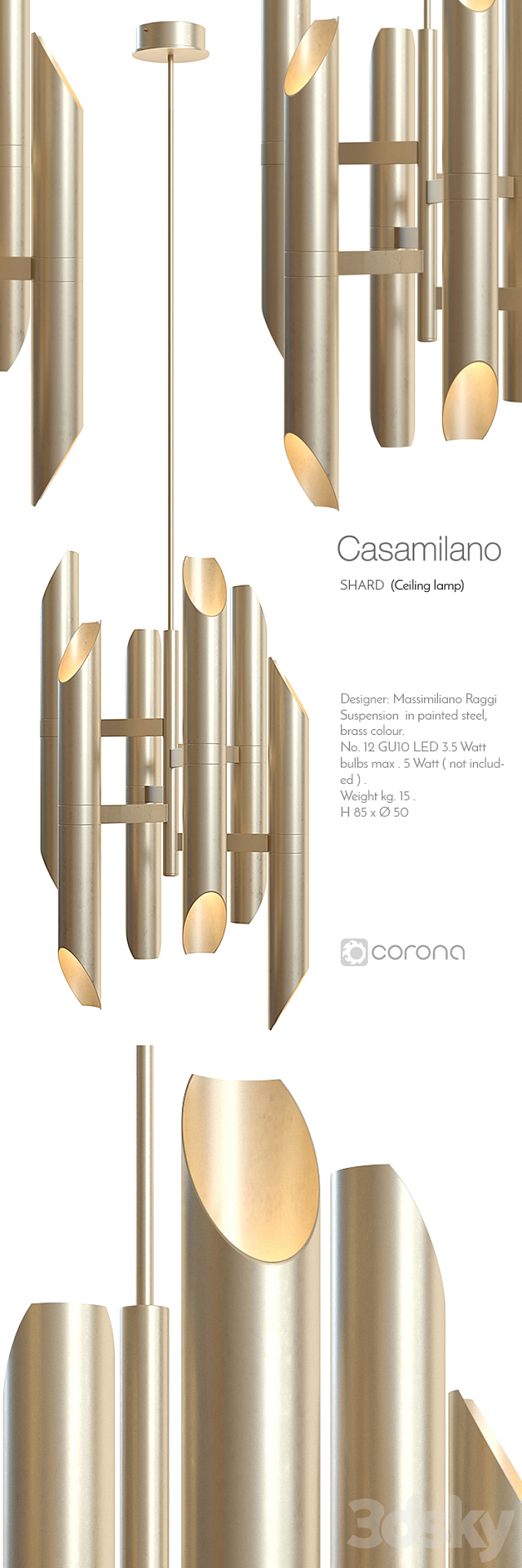 Casamilano shard ceiling lamp 3DS Max - thumbnail 2