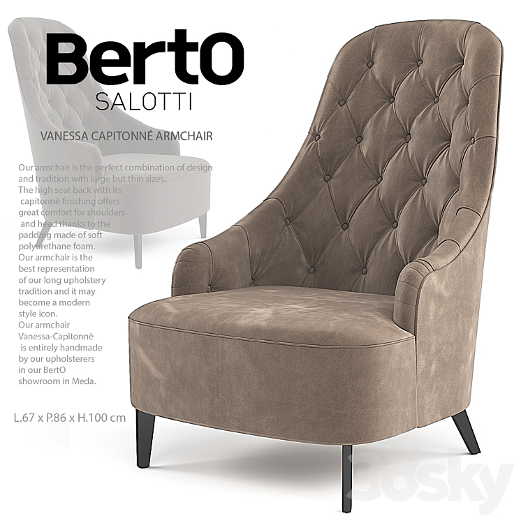VANESSA CAPITONNE ARMCHAIR 3D Model 3DSKY Decor Helper