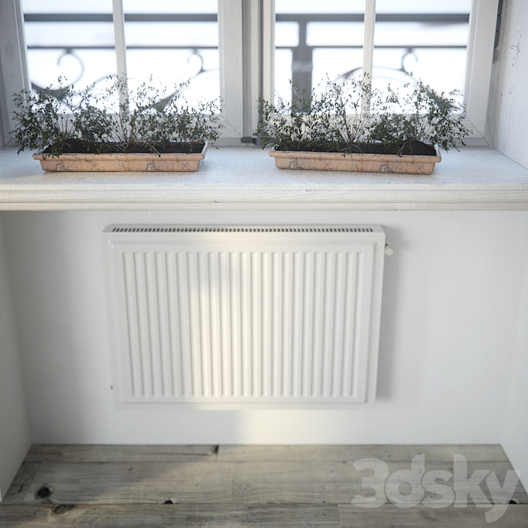 Set classical windows with decor 3D Model