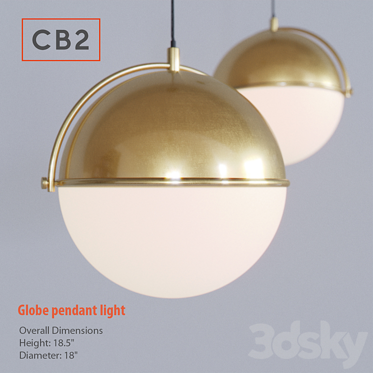 CB2 – globe pendant light 3DS Max - thumbnail 1