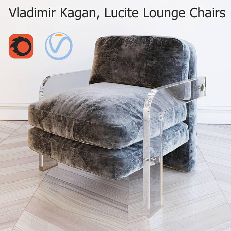 Vladimir Kagan Lucite Lounge Chairs 3DS Max - thumbnail 1