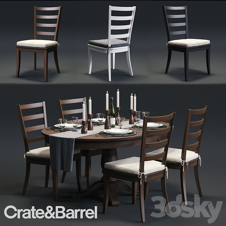 C & B Harper Chair and Avalon Table 3DS Max - thumbnail 1