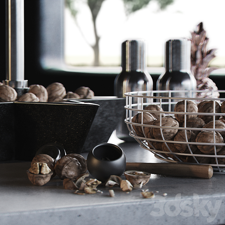 Christmas walnut decor set 3D Model