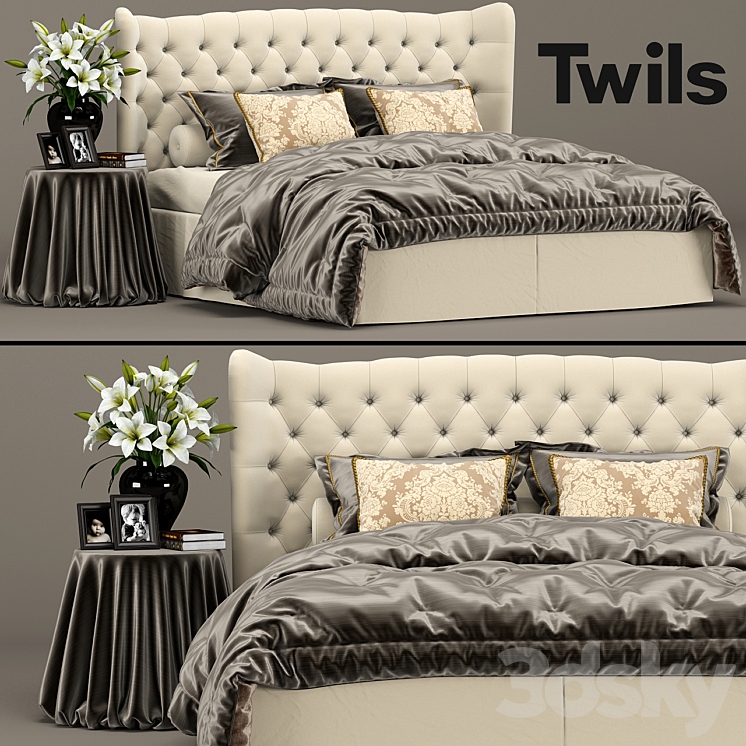 Bed Tommy Capitonne Twils 3DS Max - thumbnail 1