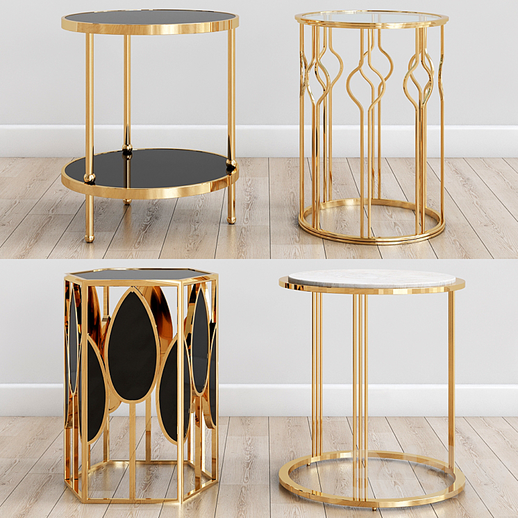 Gold side tables 3DS Max - thumbnail 1