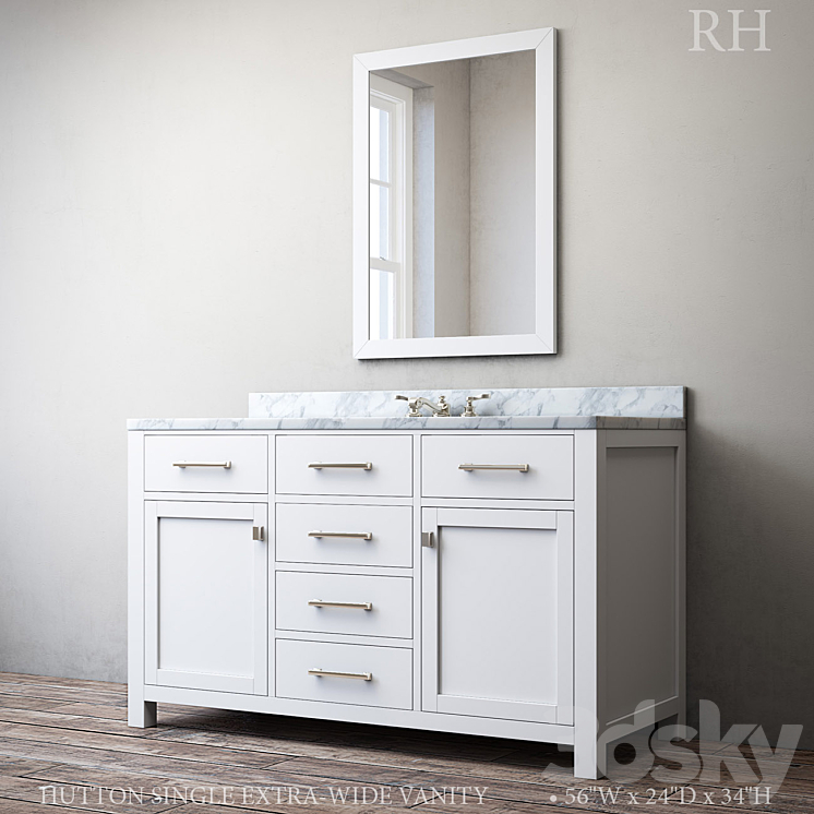 HUTTON SINGLE EXTRA-WIDE VANITY 3DS Max - thumbnail 1