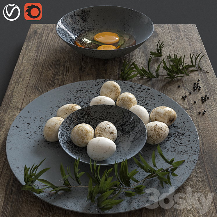quail eggs 3D Model