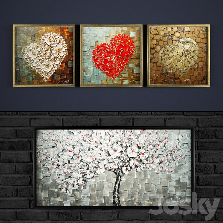 The collection of abstract paintings №8 3D Model