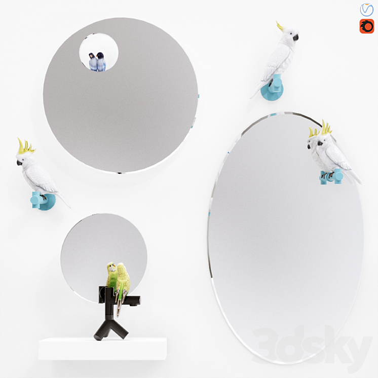 A set of mirrors "The Parrot Party" 3DS Max - thumbnail 1