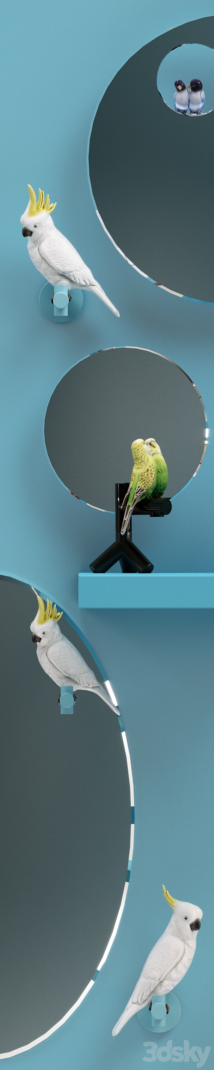 A set of mirrors "The Parrot Party" 3DS Max - thumbnail 2