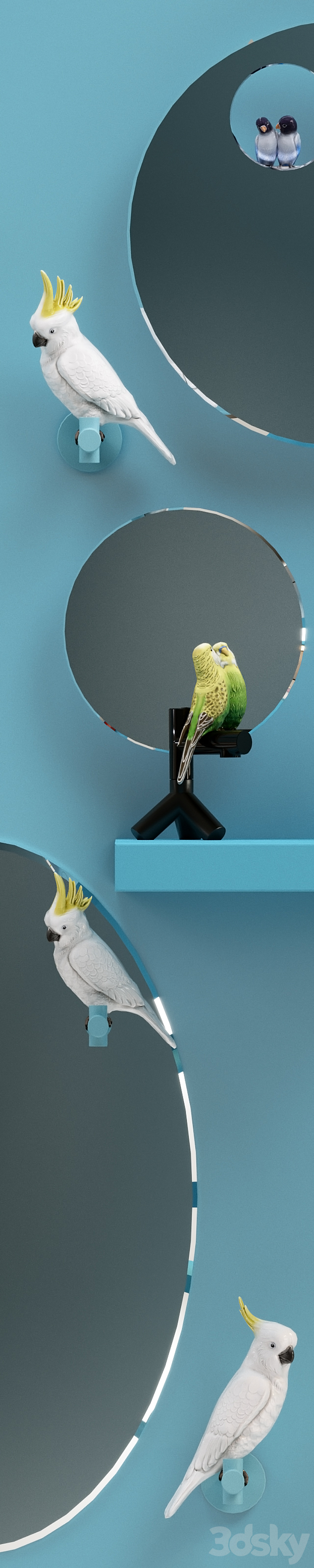 A set of mirrors "The Parrot Party" 3D Model