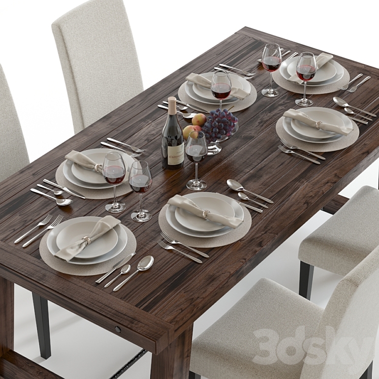 Pottery Barn Benchwright Set 3D Model