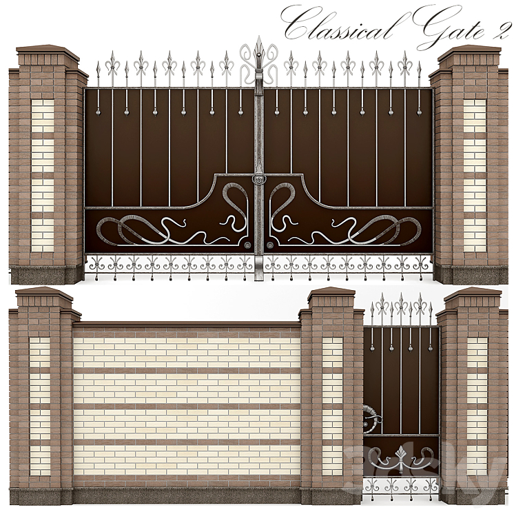 Classical forged gate 2 3DS Max - thumbnail 1